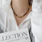 Natural Tiger Eye Stone Necklace — Fashionable Light Luxury Layered Choker Necklace