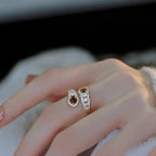 Bague en cristal œil de tigre brillant - Apportez la prospérité