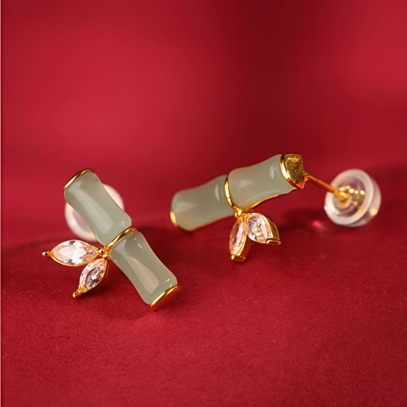 Boucles d'oreilles en bambou de jade Hetian naturel