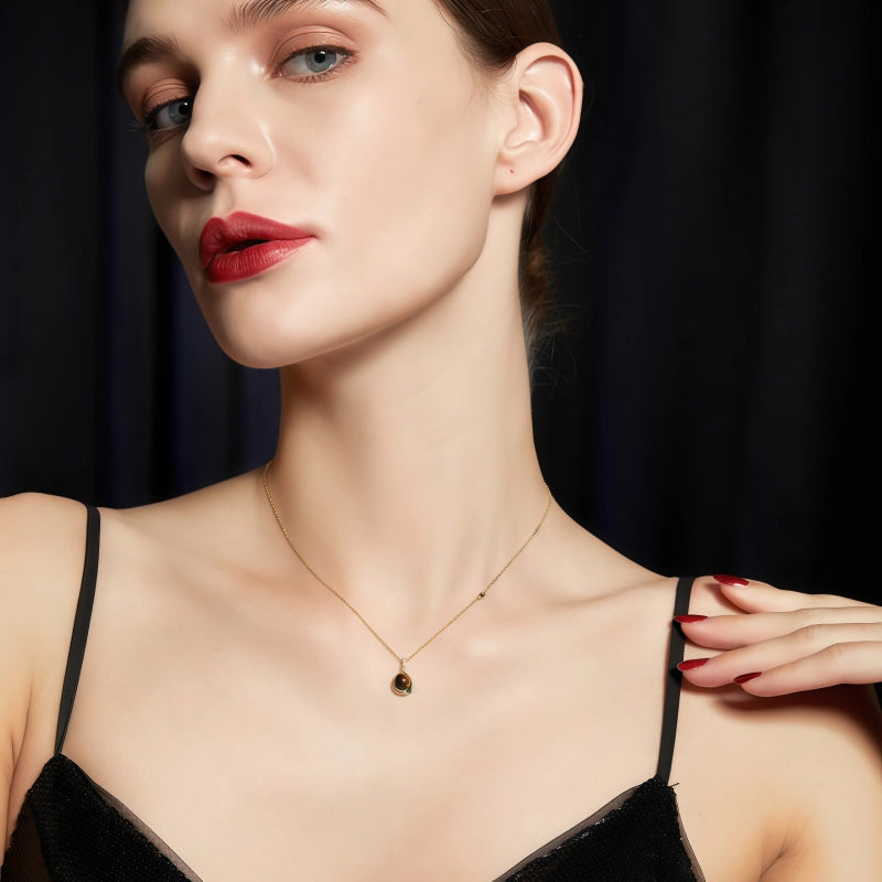 Natural Tiger Eye 925 Silver Necklace Retro Premium Light Luxury Niche Pendant Clavicle Women's Chain Birthday Gift