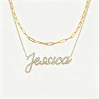 Collier prénom en diamant pavé sur mesure | Collier lettre de luxe minimaliste en argent sterling 925