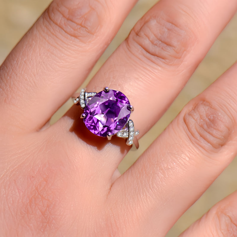 Bague énergétique en améthyste naturelle - Protection tranquille, sagesse douce
