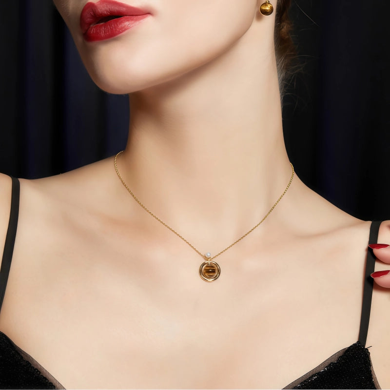 Natural Tiger Eye 925 Silver Necklace Collarbone Chain, High-end, Light Luxury, Niche Women's Pendant, Birthday Gift