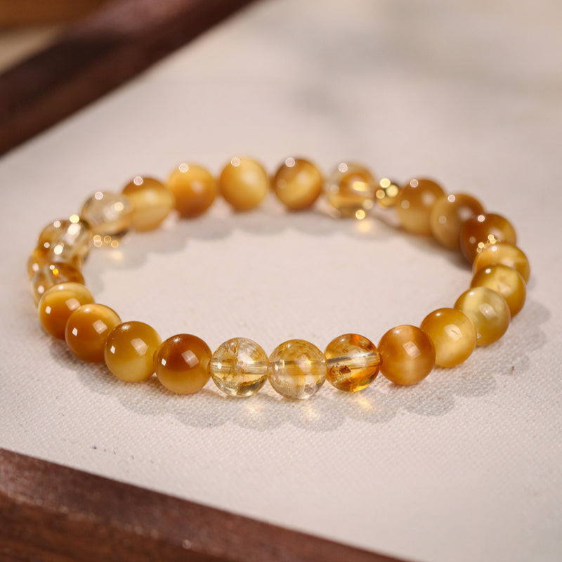 Golden Tiger Eye & Citrine Bracelet — 7A Grade Fortune Crystal Bracelet for Women