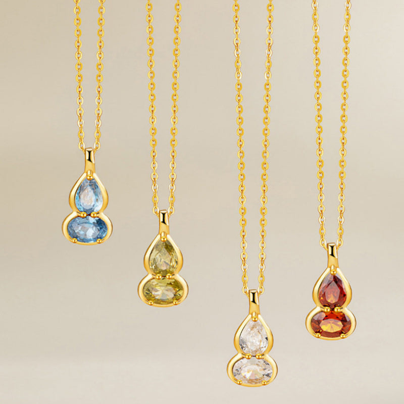 Birthstone Necklace for 12 Months, Lucky Fortune Pendant Birthday Gift for Her