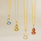 Birthstone Necklace for 12 Months, Lucky Fortune Pendant Birthday Gift for Her