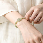 Natural Hetian Jade Square Fortune Plaque Bracelet, Ideal Blessings and Peace Gift