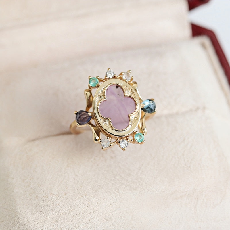 Amethyst Necklace & Ring Set - Attracts Supportive Connections