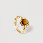 Bague en pierre naturelle œil de tigre torsadée vintage pour femme - Éloigne la négativité