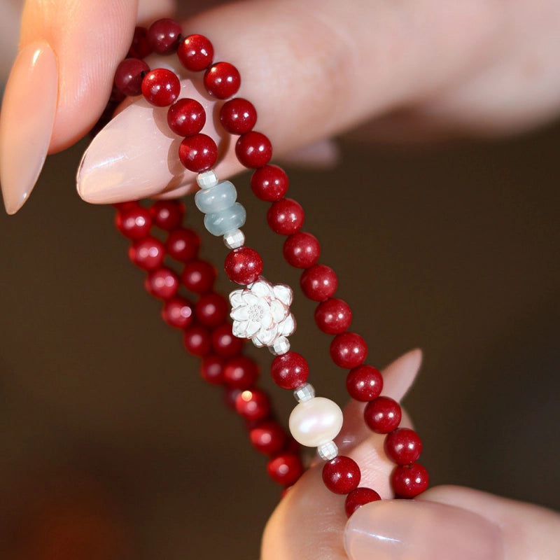 Lotus Natural Cinnabar Bracelet - Grow Through What You Go Through