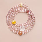 Triple Wrap Natural Rose Crystal Bracelet - Embrace Love & Warmth