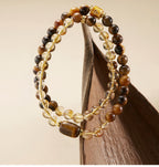Bracelet Citrine Naturelle et Œil de Tigre – Double Succès et Richesse