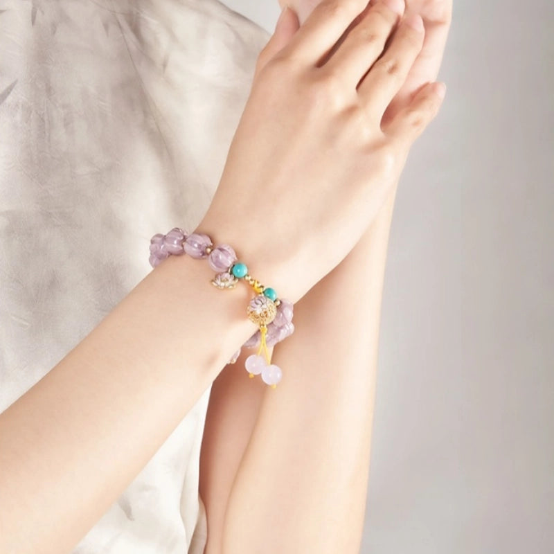 Bracelet violet Lucky Lotus – Cadeau d'anniversaire pour petite amie