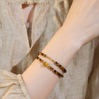 Natural Tiger Eye Stone Bracelet — Fortune-Attracting & Luck-Boosting Double Layer Stacked
