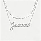 Collier prénom en diamant pavé sur mesure | Collier lettre de luxe minimaliste en argent sterling 925