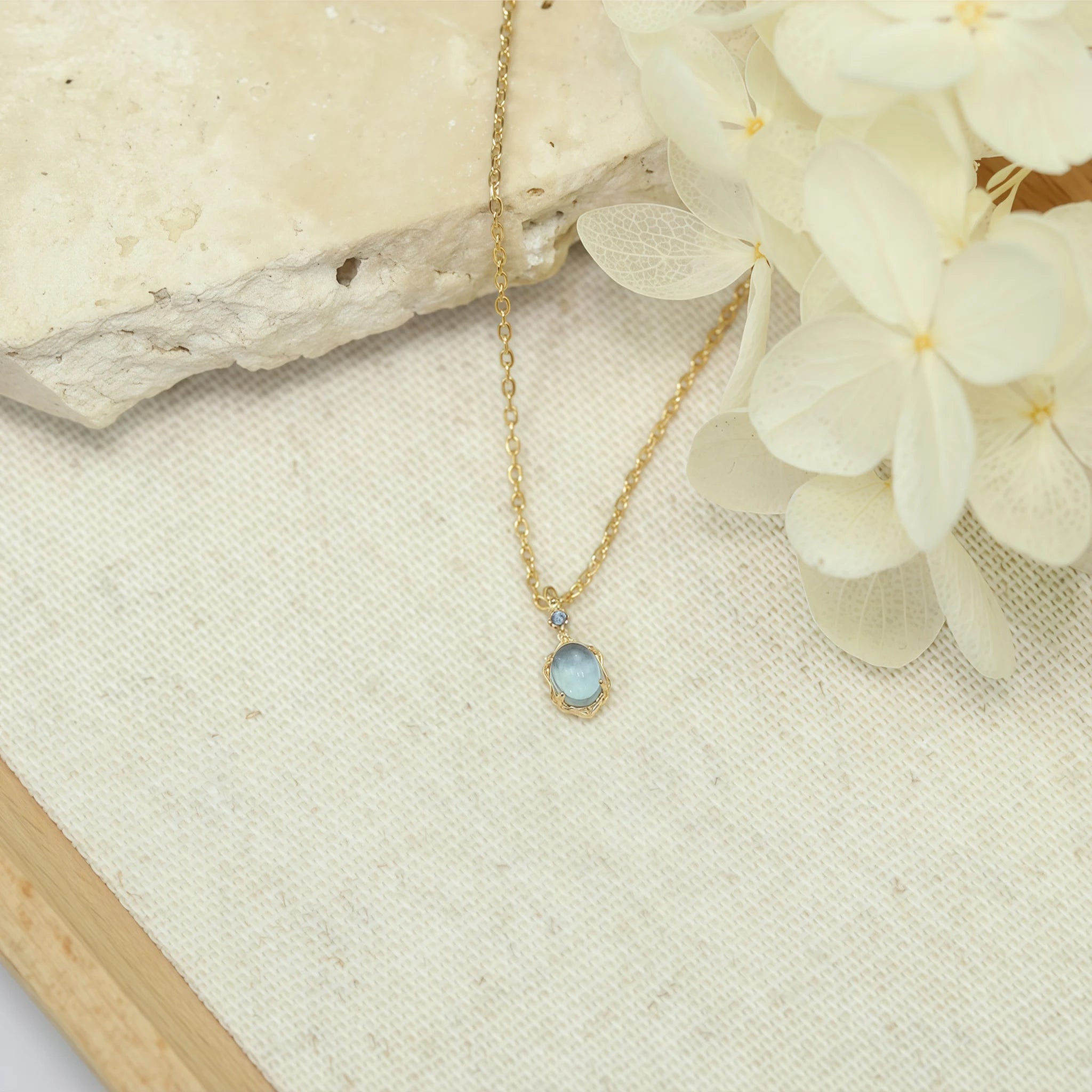 Oval Natural Aquamarine 3‑Piece Set - Courage & Peace