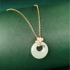 Elegant Magnolia Hetian Jade Peace Donut Necklace - Peace & Bliss