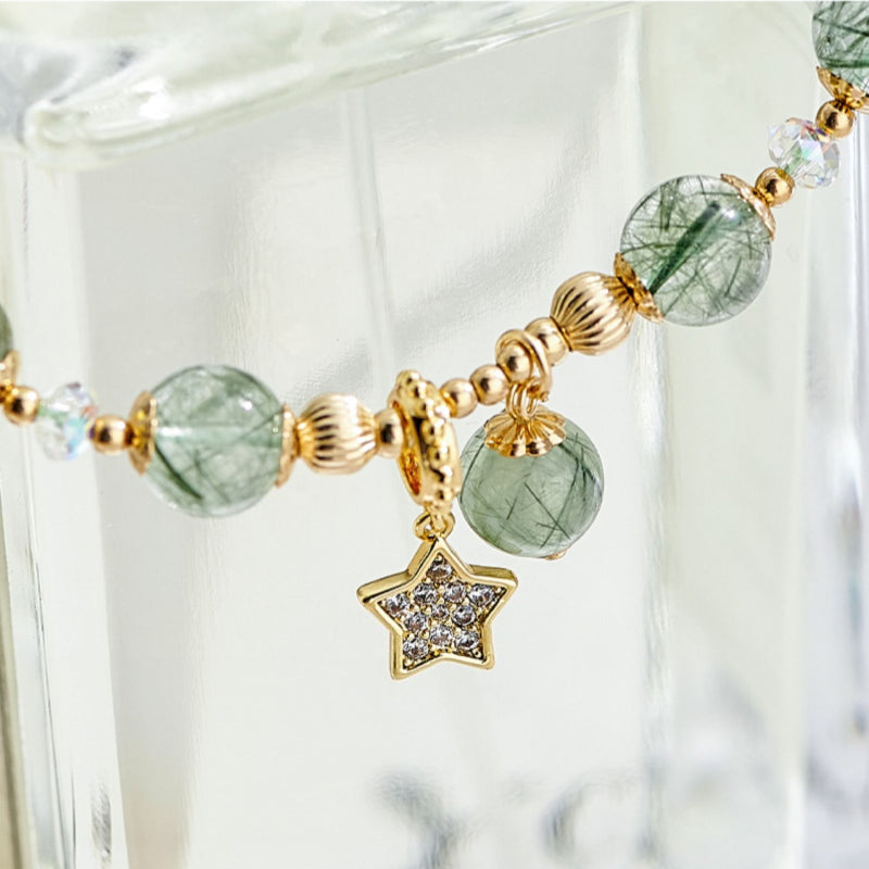 Green Quartz Rutilated Star Bracelet - Gain Endless Hope