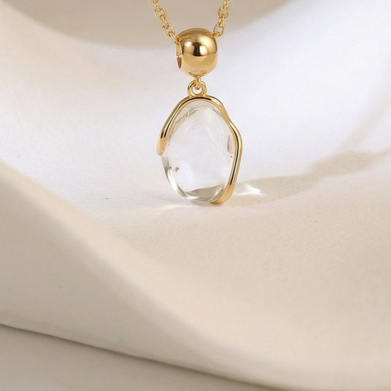 Natural Clear Quartz Gold Necklace & Earrings - Balance Your Energy