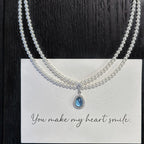 Teardrop Sky Natural Aquamarine Necklace - Find Inner Peace