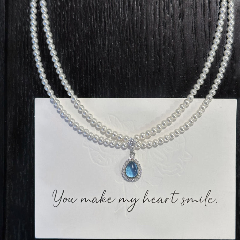Teardrop Sky Natural Aquamarine Necklace - Find Inner Peace