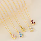 Birthstone Necklace for 12 Months, Lucky Fortune Pendant Birthday Gift for Her