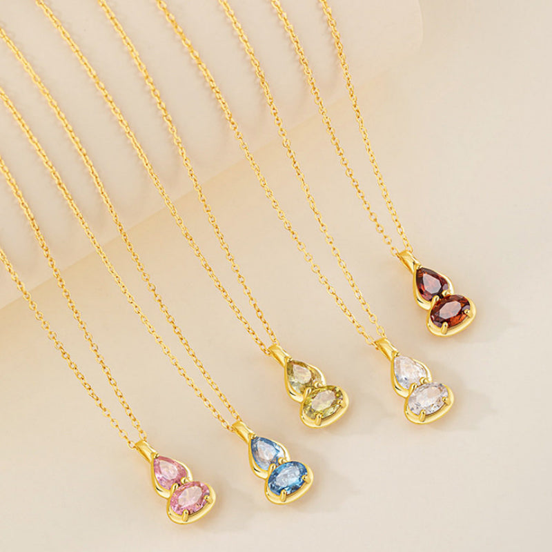 Birthstone Necklace for 12 Months, Lucky Fortune Pendant Birthday Gift for Her