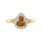 Maillard Golden Tiger Eye Gourd Silver Studs — Fortune Crystal Earrings & Ring Set