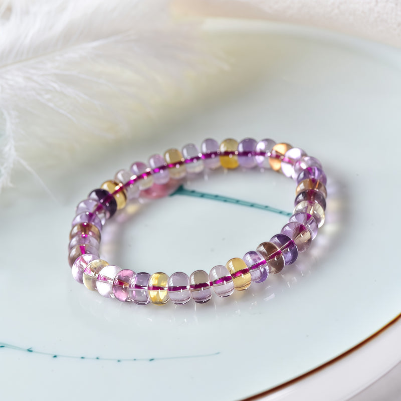 Natural Purple Yellow Crystal Double Color Bracelet - Success and Prosperity
