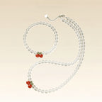 Natural White Crystal Cherry Bracelet Necklace Set – Soothe Emotions, Cleanse Aura