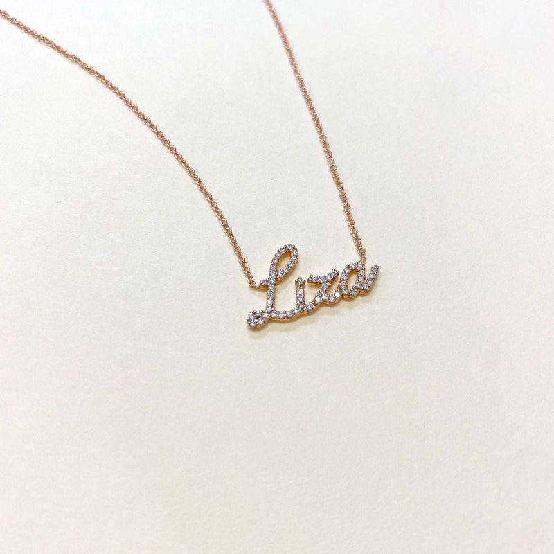 Custom Pave Diamond Name Necklace | Minimalist Luxury 925 Sterling Silver Letter Necklace