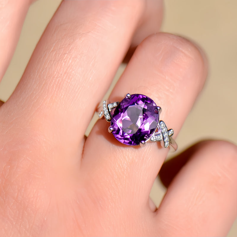 Bague énergétique en améthyste naturelle - Protection tranquille, sagesse douce