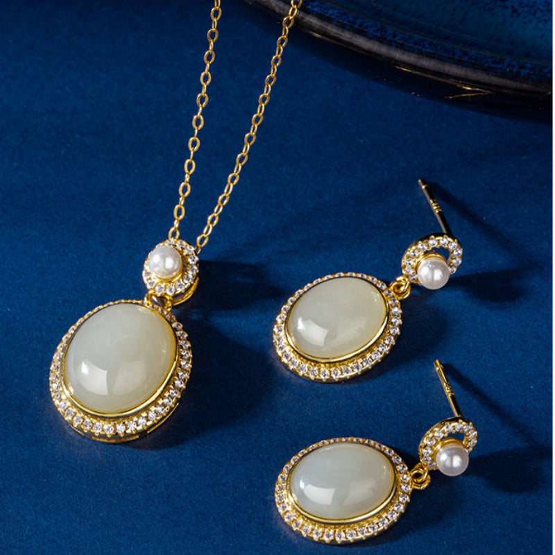 Collier de jade Hetian naturel éclat lunaire