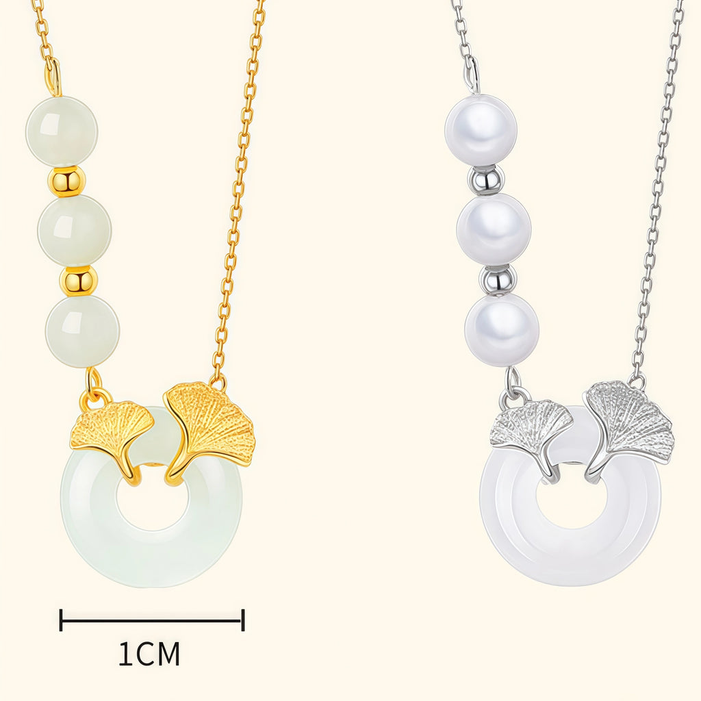 Romantic Ginkgo Leaf Ping An Kou Necklace - Togetherness & Eternity