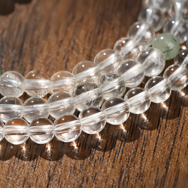 Natural Clear Quartz Green Minimalist Energy Bracelet