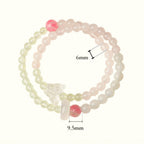 Natural Rose&Clear Quartz Prehnite White Agate Bracelet - Tranquility and Strength