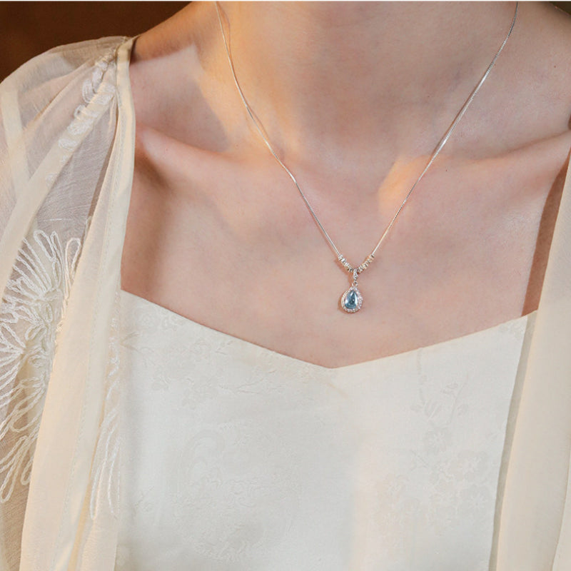 Natural Aquamarine Necklace – Activate Throat Chakra, Clear Expression, Attract Benefactors