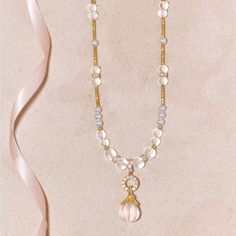 Flacon de parfum en quartz rose et quartz clair – Amour et Clarté