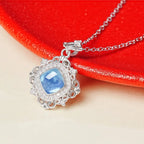 Natural Aquamarine Necklace, Pure Silver Collarbone Chain