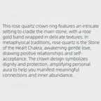 Natural Rose Quartz Crystal Healing Ring for Women
