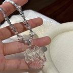 Collier Renard à Neuf Queues en Quartz Clair – Sagesse, Protection, Abondance