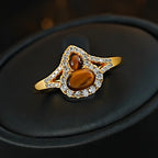 Maillard Golden Tiger Eye Gourd Silver Studs — Fortune Crystal Earrings & Ring Set