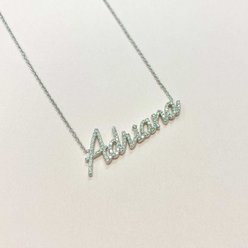 Custom Pave Diamond Name Necklace | Minimalist Luxury 925 Sterling Silver Letter Necklace
