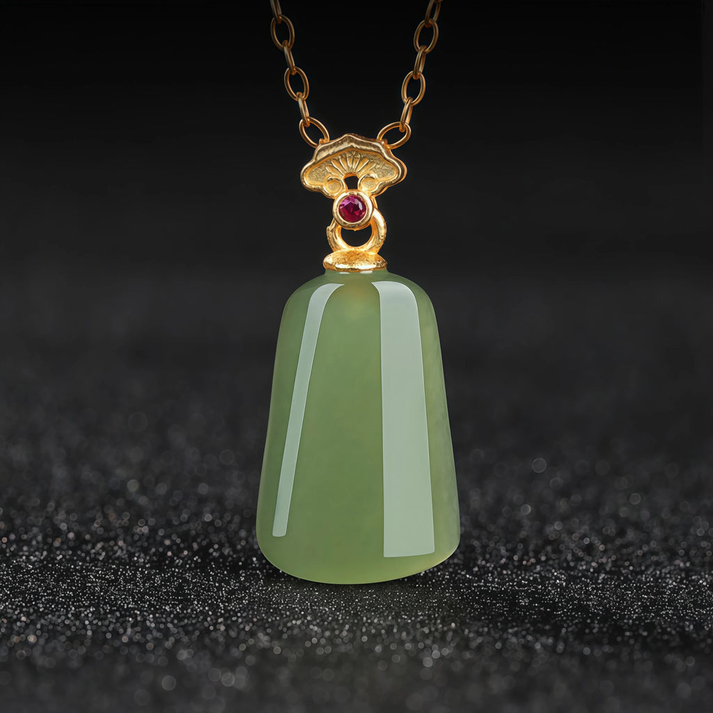 Natural Trapezoid Hetian Jade Wu Shi Pai Necklace - Peace & Purity