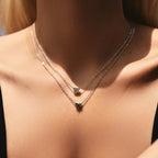 Heart Birthstone Necklace for Women | 925 Sterling Silver Three Stone Pendant | Dainty Birthday Gift