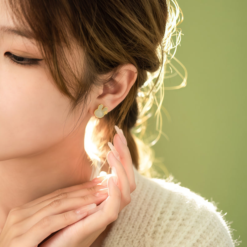 Bunny Natural  Hetian Jade Earrings - Purity and Gentle Fortune