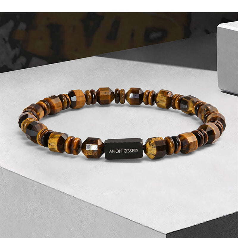 Multi‑Shape Natural Tiger Eye Bracelet — Couple Style for Men and Women