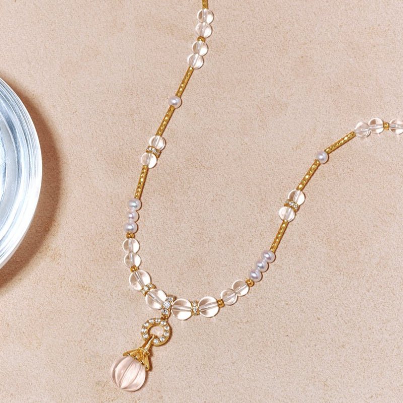 Flacon de parfum en quartz rose et quartz clair – Amour et Clarté