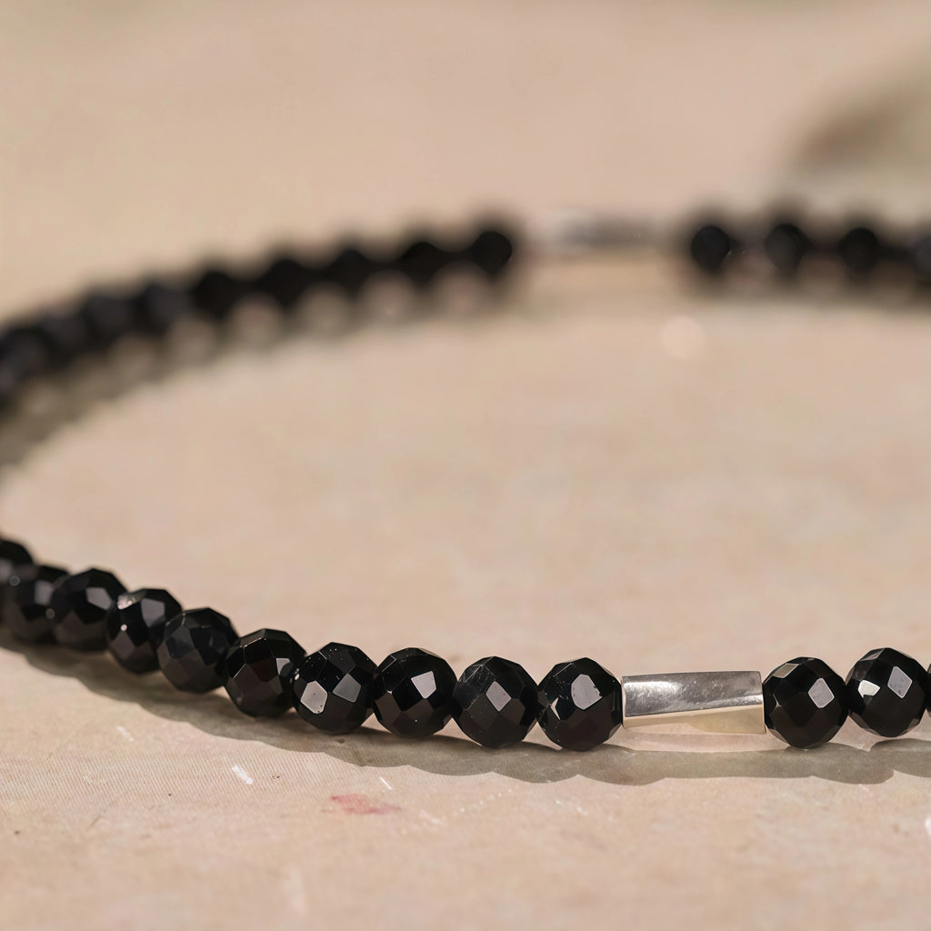 Cool Dark‑Tone Stacking Beaded Bracelets - Protection & Purification