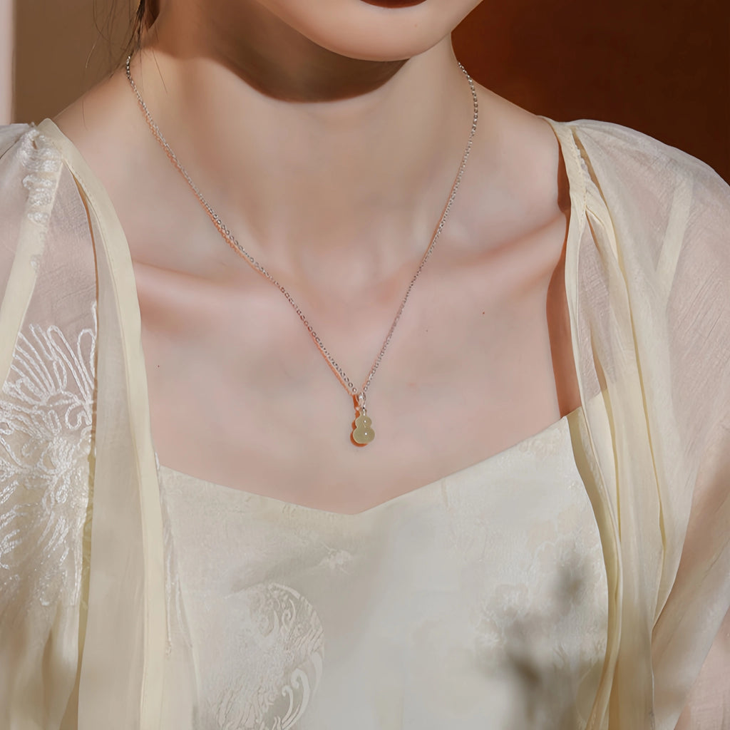 Natural Nephrite Gourd Necklace - Stone of Blessing & Prosperity